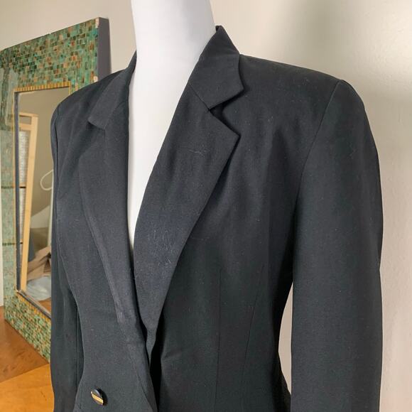 Vintage Llyod Williams Sz 8 Double Breasted Blazer Dress Coat  Black Minimalist - Picture 4 of 8